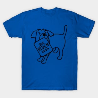 Dog with Joe Biden 2024 Sign Line Drawing T-Shirt